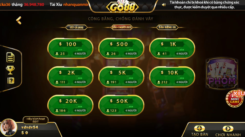 Game bài Phỏm trên cổng game Go88