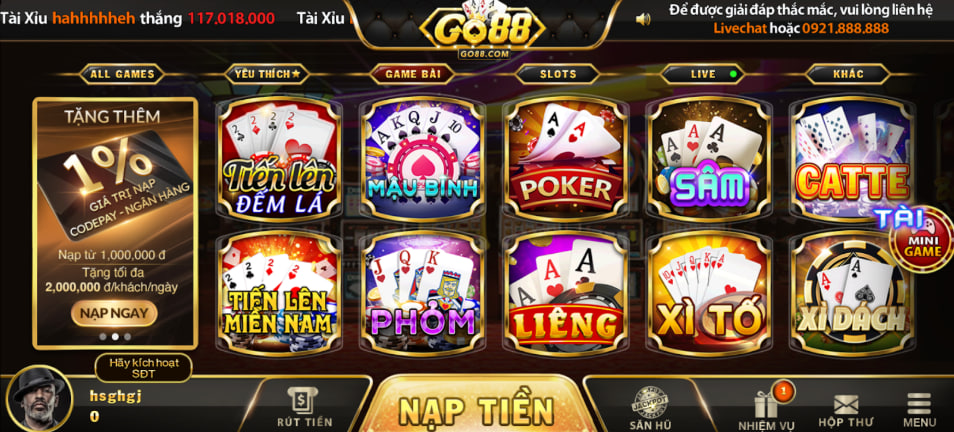 Hướng dẫn cách vào sảnh game bài đổi thưởng Go88
