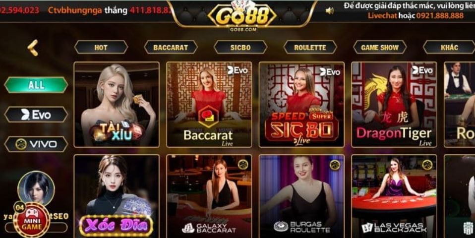 Live Casino Go88 là nơi phát sóng trực tiếp các dạng bài